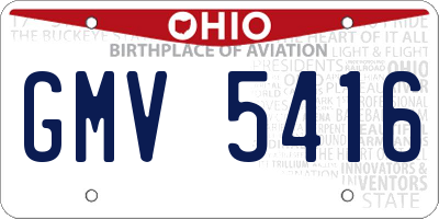 OH license plate GMV5416