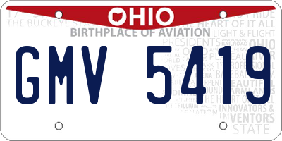 OH license plate GMV5419
