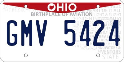 OH license plate GMV5424