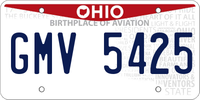 OH license plate GMV5425