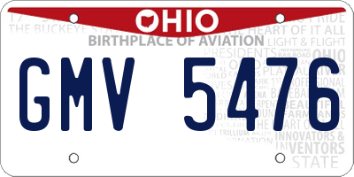 OH license plate GMV5476