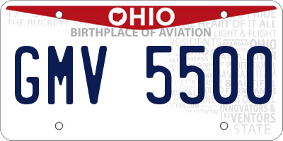 OH license plate GMV5500
