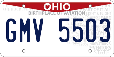 OH license plate GMV5503