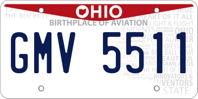 OH license plate GMV5511