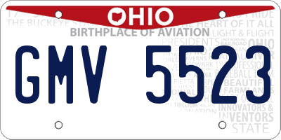 OH license plate GMV5523