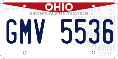 OH license plate GMV5536