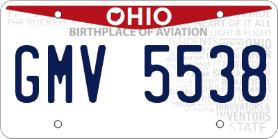 OH license plate GMV5538