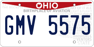 OH license plate GMV5575