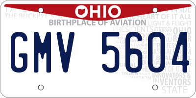 OH license plate GMV5604
