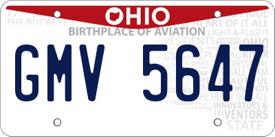 OH license plate GMV5647