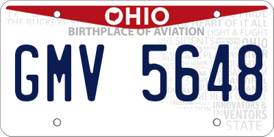 OH license plate GMV5648