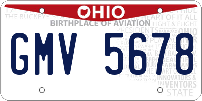 OH license plate GMV5678