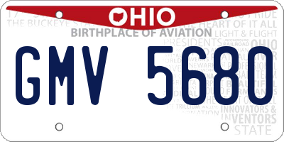 OH license plate GMV5680