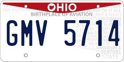 OH license plate GMV5714