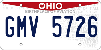 OH license plate GMV5726