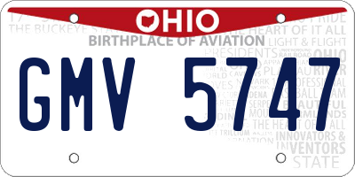 OH license plate GMV5747