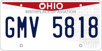 OH license plate GMV5818