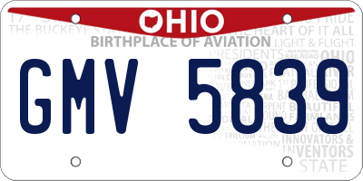 OH license plate GMV5839