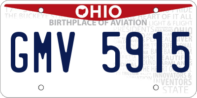 OH license plate GMV5915