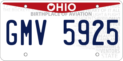 OH license plate GMV5925