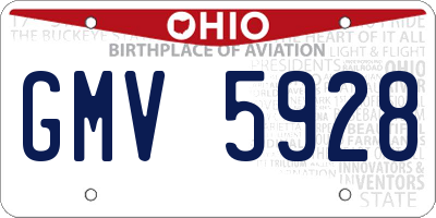 OH license plate GMV5928