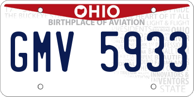 OH license plate GMV5933