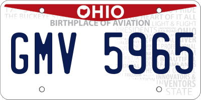 OH license plate GMV5965