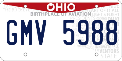 OH license plate GMV5988