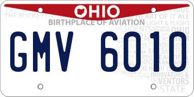 OH license plate GMV6010