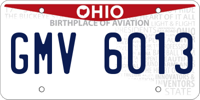 OH license plate GMV6013