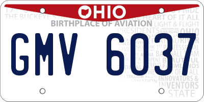 OH license plate GMV6037