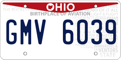 OH license plate GMV6039