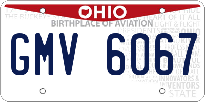 OH license plate GMV6067