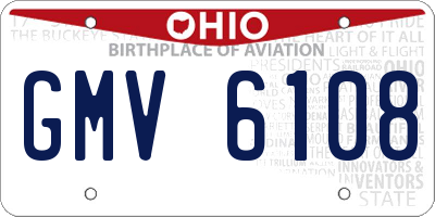 OH license plate GMV6108