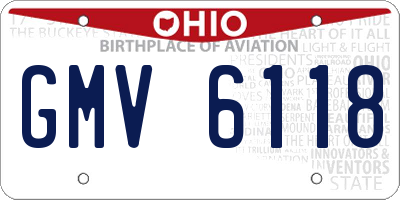 OH license plate GMV6118