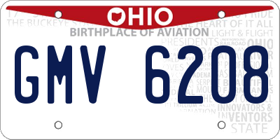 OH license plate GMV6208