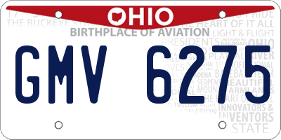 OH license plate GMV6275
