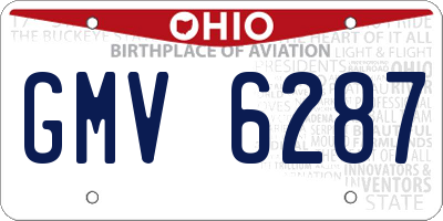 OH license plate GMV6287