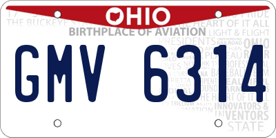 OH license plate GMV6314