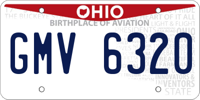 OH license plate GMV6320
