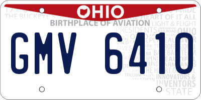 OH license plate GMV6410