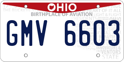 OH license plate GMV6603
