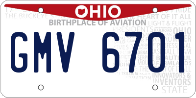 OH license plate GMV6701