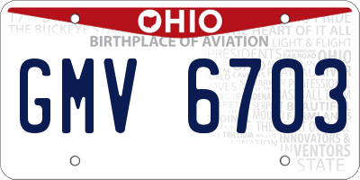 OH license plate GMV6703