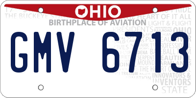 OH license plate GMV6713