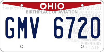 OH license plate GMV6720