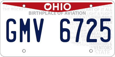 OH license plate GMV6725