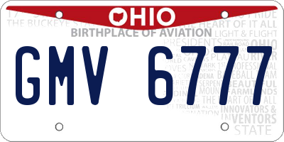 OH license plate GMV6777