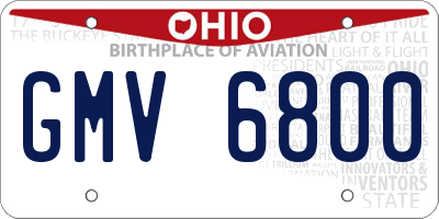 OH license plate GMV6800