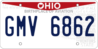 OH license plate GMV6862